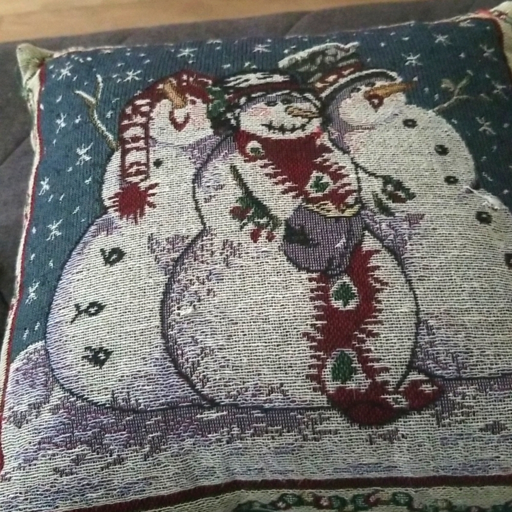 Holiday Snowman Accent Pillow 13"x13"